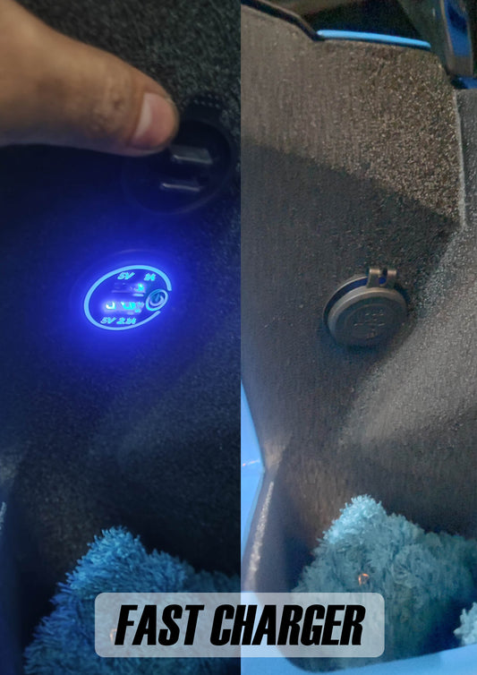 DUAL PORT FAST CHARGER W/ VOLT METER