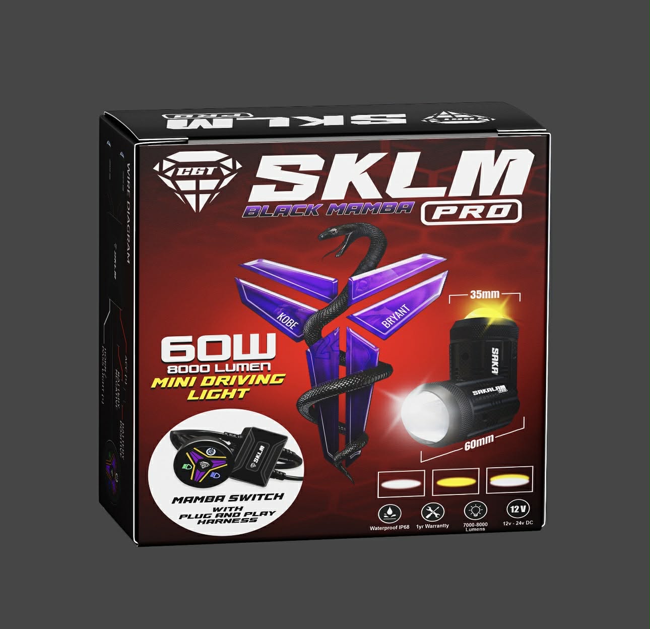 SKLM PRO 60W-8K LUMEN-BLACK MAMBA -HORN BUNDLE