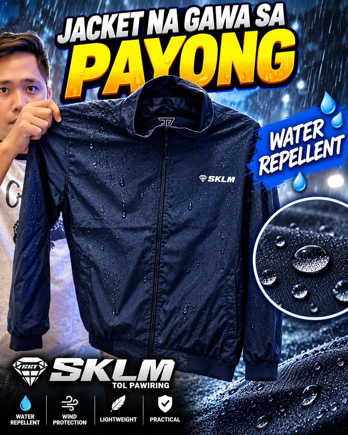 Jacket water repellent